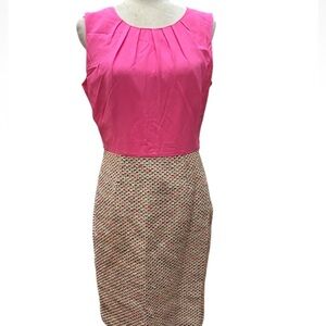 Kate Spade Dress Womens 6 Pink Silk Tweed Sleeveless Belt Sheath Lined Classic